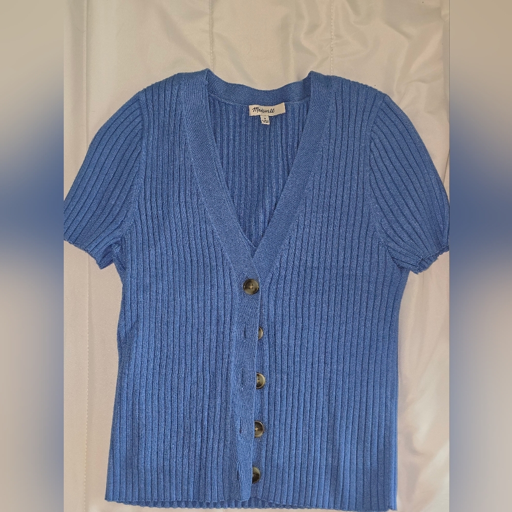 Madewell Blue two-piece set knit cardigan and tank top